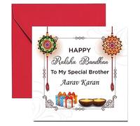 Personalised Raksha Bandhan Brother Card Writable Greeting Cards with Red envelopes Raksha Bandhan Card (150 x 145 mm)