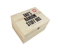 Personalised Random Stuff Pine Wooden Memory Box | Father's Day Gift | Custom Wood Keepsake Box | Add Your Own Text | Metal Hinges & Clasp | W26cm x D19cm x H15.5cm