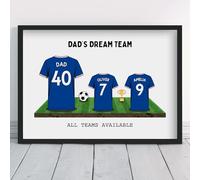Personalised Rangers Dream Team Shirt Art | All Teams Available | Framed or Prints | Gift for Dad, Grandad, Uncle, Family | Unique Football Footy Fan Wall Keepsake Sports