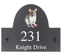 Personalised Rat Wildlife Animal Motif Natural Stone Slate House Name or House Number Plaque Sign - 25x20cm - Premium Smooth Stone Slate