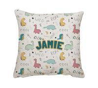 Personalised Rawr cool Dinosaur Pattern, Gift For Kids, Perfect For Back To School, Home Décor, Linen Throw Pillow/Cushion. (Linen Cushion Cover With Insert)