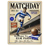 Personalised Reading Football Metal Wall Sign, Match Day Programme, Vintage Club Retro Fan Plaque, Kick Off, Man Cave Home Bar Decor Dad Birthday Gift - PCS74