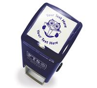 Personalised Reading Owl Literacy Library School Teachers Reward Feedback Marking Stamper Stamp 25mm Primary Teaching Services (Blue)