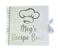 Personalised Recipe Book, Plain Write Your Own Recipes Cooking Scrapbook, Baking Keepsake Gift (White)