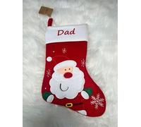 Personalised Red and White Christmas Stocking - Custom Name, Reindeer, Santa, Snowman, Penguin, Cat & Dog Designs, 45x20cm - Perfect Stocking Filler (Santa)