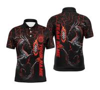 Personalised Red Big Dragon 3D Printed Darts Polo & Quarter-Zip Shirts for Men & Women Custom Team League Darts Jerseys T1841