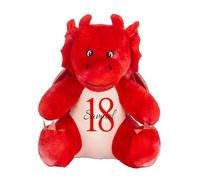 Personalised Red Dragon Plush Toy with Custom Name, 18th Birthday Gift, Soft Stuffed Animal