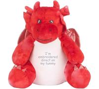 Personalised Red Dragon Teddy, Embroidered Tummy, 36cm, Birthday, New Baby and Christening Gift Keepsake