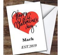 Personalised Red Heart Year Established Valentine's Day Card