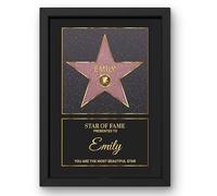 Personalised Red Hollywood Star Poster - Personalised Gift Name Message + Pictogram of Your Choice - Poster Canvas Plexiglas with or without Frame - Christmas Valentine's Day Women Men