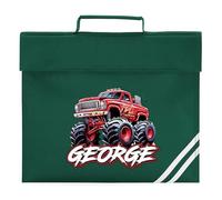 Personalised Red Monster Truck Book Bag for Boys Giant Off Road Trucker Return to School Nursery Kids Bag, One Size, Bottle