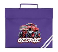 Personalised Red Monster Truck Book Bag for Boys Giant Off Road Trucker Return to School Nursery Kids Bag, One Size, Purple