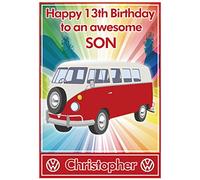 Personalised Red VW Campervan Birthday Card - Absolutely Amazing !