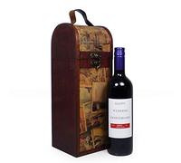 Personalised Red Wine Gift Presented in a Vintage Style Wine Carrier with Happy Wedding Anniversary - Perfect keepsake present for that special Anniversary, Celebration Gift for Him and Her