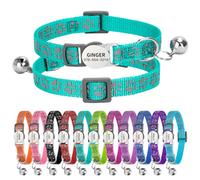Personalised Reflective Cat Collar with Name Tag,Quick Release Kitten Collars with Bell Safety Buckle, Adjustable Nylon Cat Collar for Cats Kittens UK Prime (19-30 cm, Dark Green Paw)