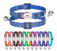 Personalised Reflective Cat Collar with Name Tag,Quick Release Kitten Collars with Bell Safety Buckle, Adjustable Nylon Cat Collar for Cats Kittens UK Prime (19-30 cm, Dark Blue Paw)