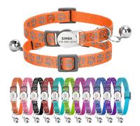 Personalised Reflective Cat Collar with Name Tag,Quick Release Kitten Collars with Bell Safety Buckle, Adjustable Nylon Cat Collar for Cats Kittens UK Prime (19-30 cm, Orange Paw)