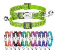 Personalised Reflective Cat Collar with Name Tag,Quick Release Kitten Collars with Bell Safety Buckle, Adjustable Nylon Cat Collar for Cats Kittens UK Prime (19-30 cm, Green Paw)