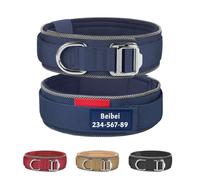 Personalised Reflective Tactical Dog Collar-Custom Name & Phone Number| Lightweight Nylon Military Collar with Soft Neoprene Padding & Control Handle for Medium to Large Dogs (Navy, XL(20-22.8in))