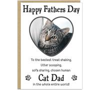 Personalised Relatable Cat Dad Happy Father's Day Cards with Photo | Custom Heart Photo Upload | Funny Cat Daddy Cards for Him | 8 Wording Designs For Pet Dads (Design 7)