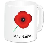 Personalised Remembrance Gifts - El Grande Large 15oz Red Poppy Remembrance Day Mug (A GoPersonalised Design). Any Name Any Date Any Message. Red Poppys Remembrance Day Sunday Lest We Forget World War Military Soldier War Heroes Memorial. A Commemorative Present For Remembrance Day