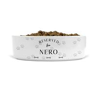 Personalised Reserved For [NAME] Dog Bones Ceramic Pet Bowl - Suitable for Food and Water - Dishwasher Proof - Small Bowl