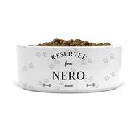 Personalised Reserved For [NAME] Dog Bones Ceramic Pet Bowl - Suitable for Food and Water - Dishwasher Proof - Large Bowl