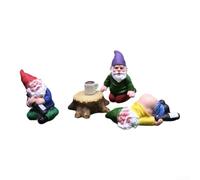 Personalised resin drunken gnome garden ornament set, weather resistant and designed to enhance outdoor party and garden scenes (5-piece set)