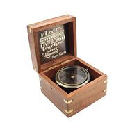 Personalised Retirement Compass Gift - Antique Brass Compass in Handcrafted Wooden Box - Engraved Message Inside Lid - Perfect for Teachers, Managers or Friends.
