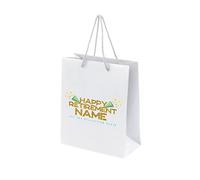 Personalised Retirement Gift Bags for Men - Gift Bag for Retirement Presents, Retiring Leaving Gifts, Funny Designs - Rope Handles - White Bags with Rope Handles - Relaxation - L-P