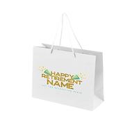 Personalised Retirement Gift Bags for Men - Gift Bag for Retirement Presents, Retiring Leaving Gifts, Funny Designs - Rope Handles - White Bags with Rope Handles - Relaxation - M