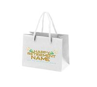Personalised Retirement Gift Bags for Men - Retirement Presents, Leaving Gifts, Funny Designs - Rope Handles - White Bags with Rope Handles - Relaxation
