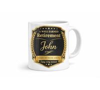 Personalised Retirement Mug Gift - Custom Name Coffee Cup, A Well Earned Retirement, Years of Dedication, Unique Retirement Present for Men & Women