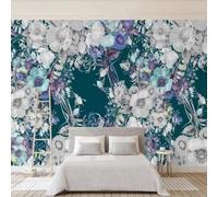 Personalised Retro Abstract Hand Drawn Colourful Floral 3D Wallpaper Premium Textured Silk Study Dining Living Room Bedroom Sofa TV Wall Easy Install-400cm×280cm