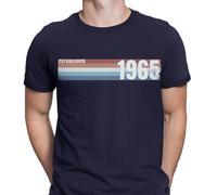 Personalised Retro Established 1965 T-Shirt for Men & Women Vintage 60s Inspired Cotton Tee Classic Soft & Durable Shirt for Casual Wear Nostalgic Style #T490 M Navy Blue