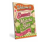 Personalised Retro Matcha Bar A4 Plaque Funky Café Style Sign