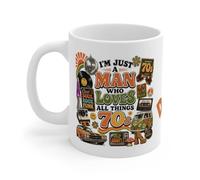 Personalised Retro Mug, 60s 70s 80s Themed, Man Who Loves All Things, 3 Designs, Custom Name (80s)