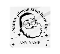 Personalised Retro Santa Stop Here Window Sticker - Custom Name Christmas Window Decal Decoration, Xmas Home Santa Decor