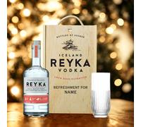 Personalised Reyka Vodka Gift Set with Glass & Wooden Box - 70 eer Hunter
