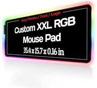 Personalised RGB Gaming Mouse Mat with Photo/Text Desk Mat Custom XXL Large Mouse Mat 900x400x3mm with 9 LED Colors 12 Lighting Modes, Non-Slip Rubber Base Mouse Keyboard Mat for PC Laptop Computer