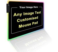 Personalised RGB Gaming Mouse Mat with Photo/Text/Logo Desk Mat Custom LED Mouse Mat 350x300x3mm with 9 LED Colors 12 Lighting Modes, Non-Slip Rubber Base Mouse Keyboard Mat for PC Laptop Computer