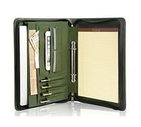 Personalised Ring Binder A4 Folder, Ring Binder Folder, Vegan Leather, 2 Ring Binder Conference Folder with A4 Clipboard/Zip, Faux Leather Organiser Folder, Customised, Green