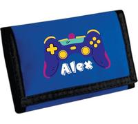 Personalised Ripper Wallet with Gaming Controller Design - Custom Name Wallet for Boys & Girls - Console Gamer Gift - Back to School or Birthday Present for Kids Teens (Bright Royal)