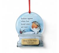 Personalised Robins Appear When Lost Loved Ones Are Near Acrylic Memorial Snowglobe Christmas Tree Ornament Bauble Decoration