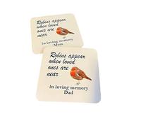 Personalised Robins appear when loved ones are near loved ones are near 9cm coaster. Made with any name you would like on them, great gift and memorial to a loved one lost.