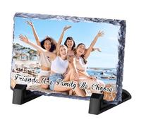 Personalised Rock Slate Photo Frame, Custom Photo Slate Rock, Customised any Picture, Image, or Text Gift for Him Her Family Birthday Christmas(Rectangle-15×20cm)