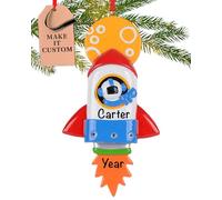 Personalised Rocket Ornament 2025 - Fast & Free 24h Customisation - Kids Christmas Ornaments for Tree - Custom Gift Wrapped Outer Space Ship with Astronaut Keepsake for Girls, Boys