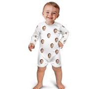 Personalised Romper Suit, Custom Baby Romper, Customised Your Own Photo Text Face, Soft Cotton Baby Boy & Girl Short Sleeve Newborn Romper, 0 to 24 Months, Piece Unisex
