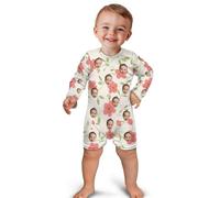 Personalised Romper Suit, Custom Baby Romper, Customised Your Own Photo Text Face, Soft Cotton Baby Boy & Girl Short Sleeve Newborn Romper, 0 to 24 Months, Piece Unisex