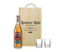 Personalised Rooster Rojo Tequila Gift Set with Shot Glasses